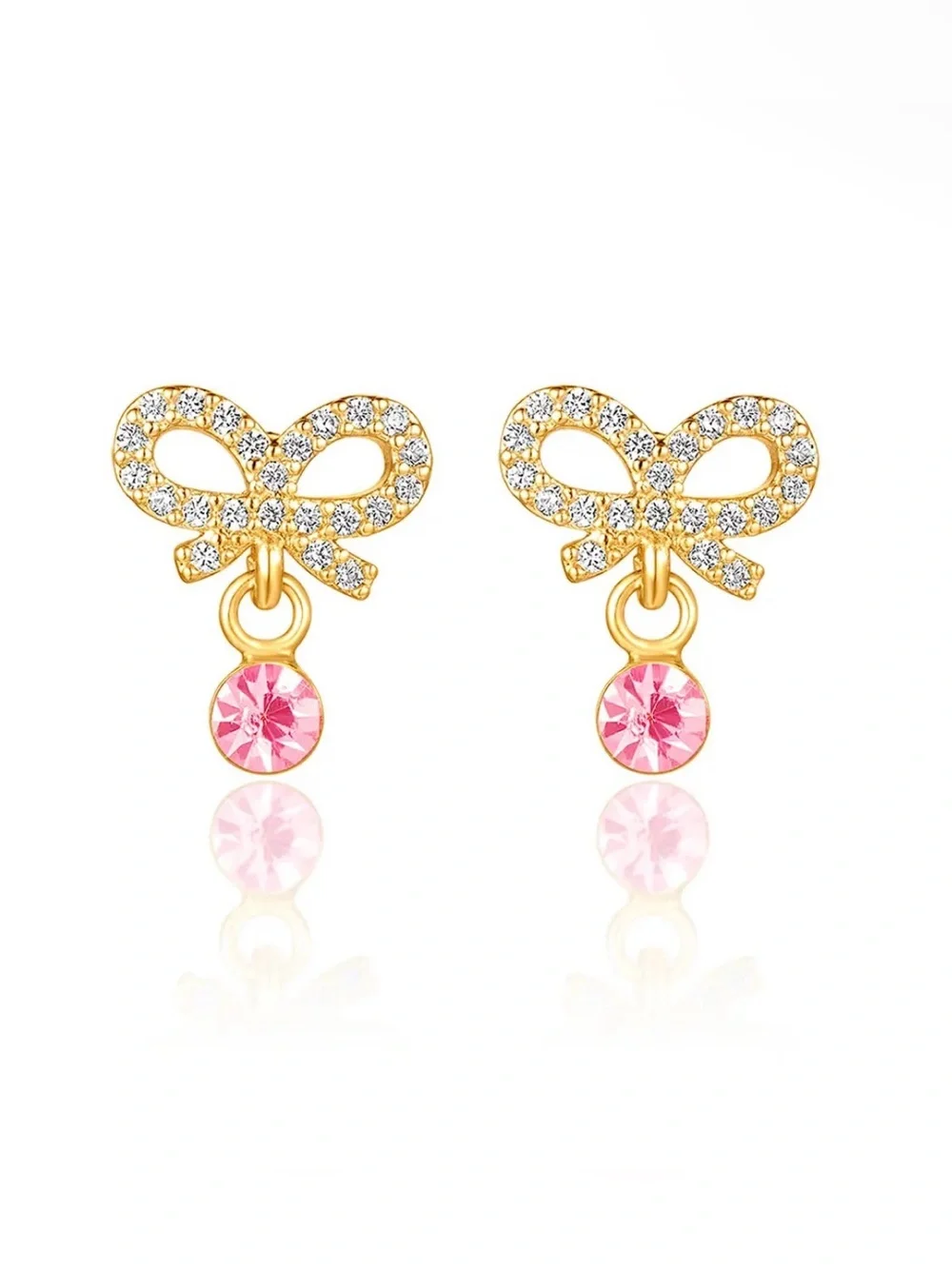 Girl Nation Little Luxe Drop Earrings/ Crystal Bow Hypoallergenic Nickel Free